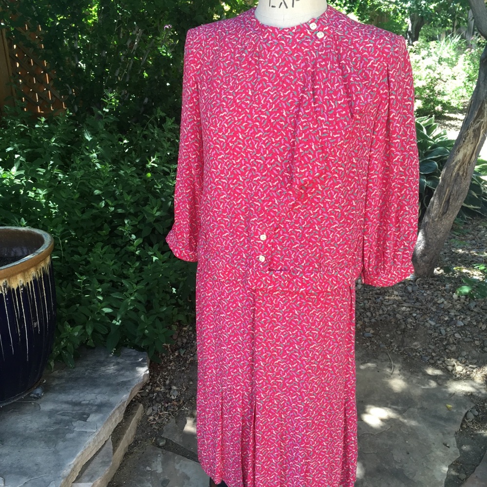 Two piece pink skirt and blouse set handmade